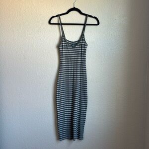Ribbed olive green body con dress
